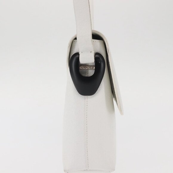 GUCCI Shoulder Bag Leather White Silver 001 1998 1767 Auth BA5637 - Picture 5 of 16